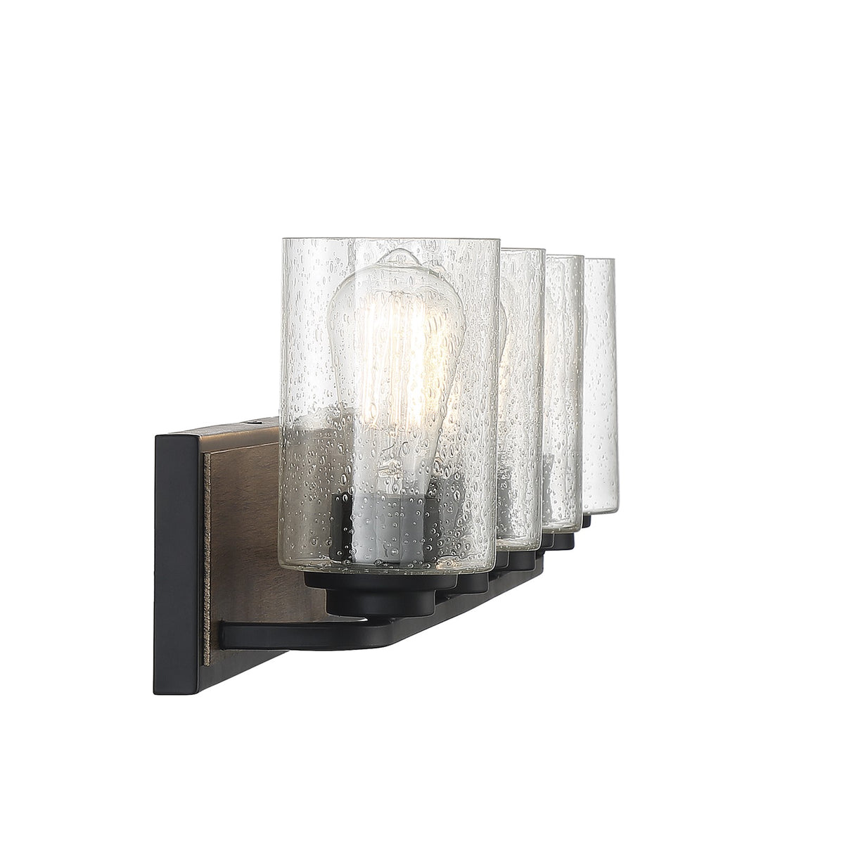 Savoy House Sheppard 32in 4-Light Vanity Light | Rustic Lodge and Clear Seeded Glass | Bathroom Vanity | 32.75 x 6 x 8.5 in | Model L8-7609-4-185