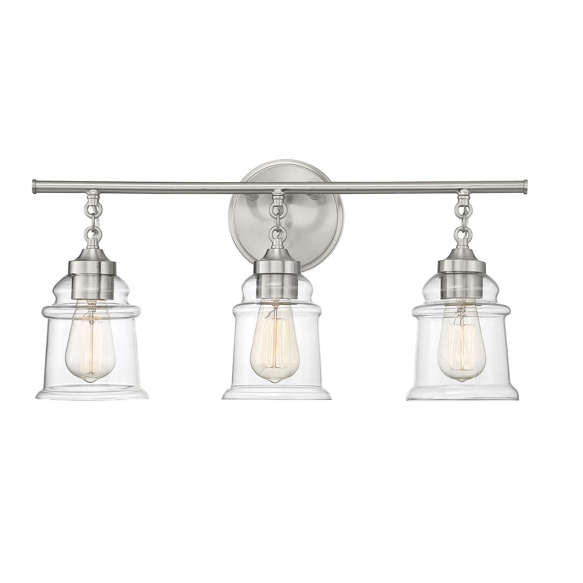 Savoy House Fuller 24in 3-Light Vanity Light | Vintage Satin Nickel and Clear Glass | Bathroom Vanity | 24 x 6.75 x 11 in | Model L8-8055-3-SN