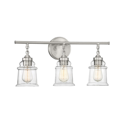 Savoy House Fuller 24in 3-Light Vanity Light | Vintage Satin Nickel and Clear Glass | Bathroom Vanity | 24 x 6.75 x 11 in | Model L8-8055-3-SN