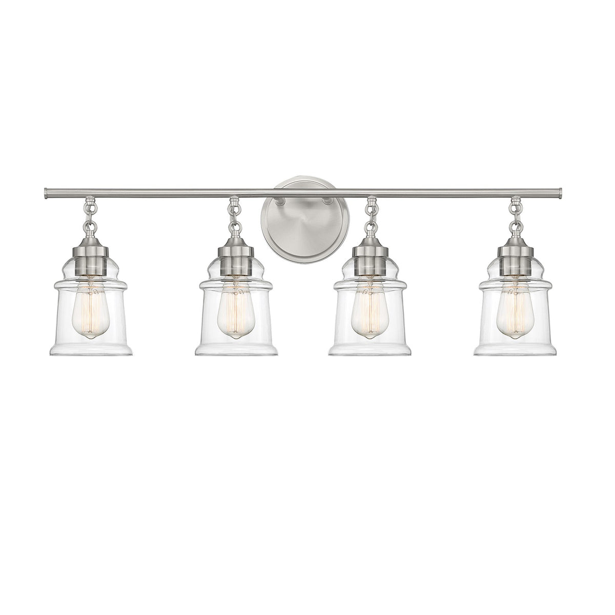 Savoy House Fuller 31in 4-Light Vanity Light | Vintage Satin Nickel and Clear Glass | Bathroom Vanity | 31.38 x 6.75 x 11 in | Model L8-8055-4-SN