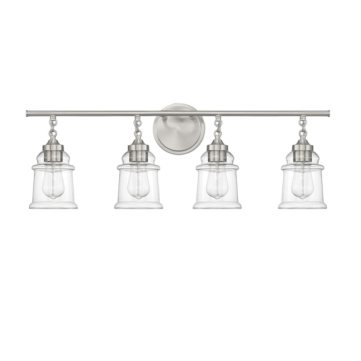 Savoy House Fuller 31in 4-Light Vanity Light | Vintage Satin Nickel and Clear Glass | Bathroom Vanity | 31.38 x 6.75 x 11 in | Model L8-8055-4-SN