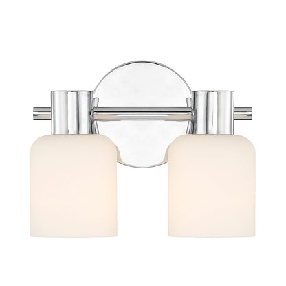 Savoy House Strand 10in 2-Light Vanity Light | Vintage Chrome and White Glass | Bathroom Vanity | 6.25 x 10.25 x 8 in | Model L8-9022-2-11