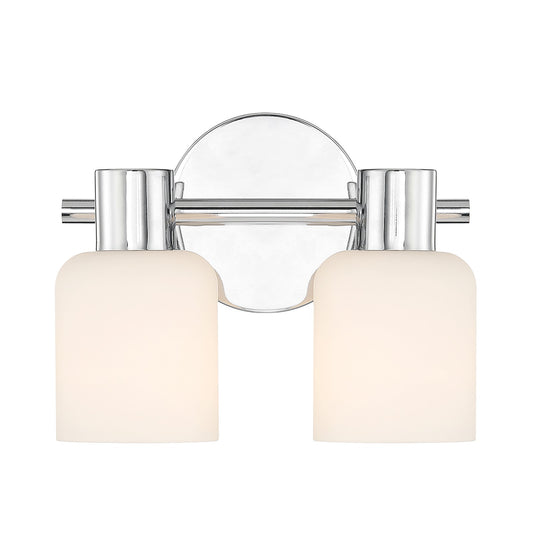 Savoy House Strand 10in 2-Light Vanity Light | Vintage Chrome and White Glass | Bathroom Vanity | 6.25 x 10.25 x 8 in | Model L8-9022-2-11
