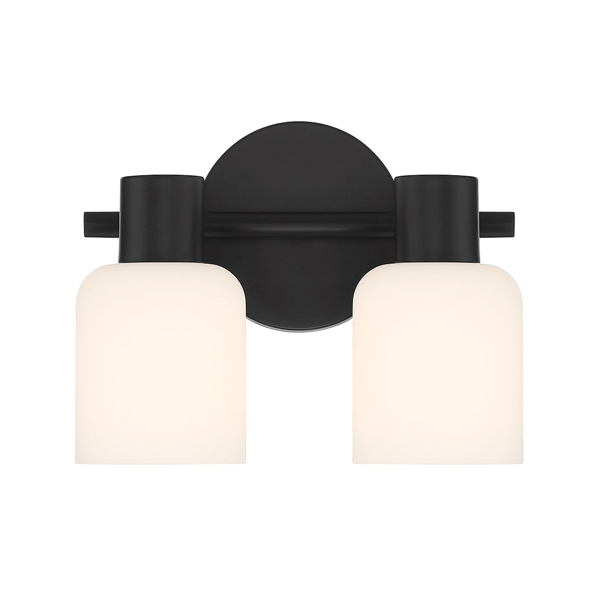 Savoy House Strand 10in 2-Light Vanity Light | Vintage Matte Black and White Glass | Bathroom Vanity | 6.25 x 10.25 x 8 in | Model L8-9022-2-BK