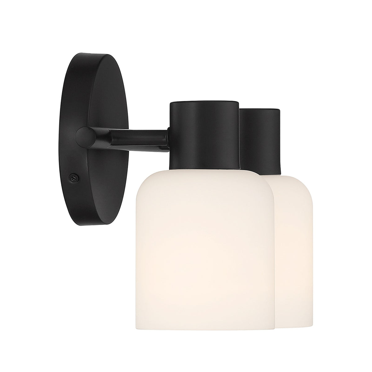 Savoy House Strand 10in 2-Light Vanity Light | Vintage Matte Black and White Glass | Bathroom Vanity | 6.25 x 10.25 x 8 in | Model L8-9022-2-BK