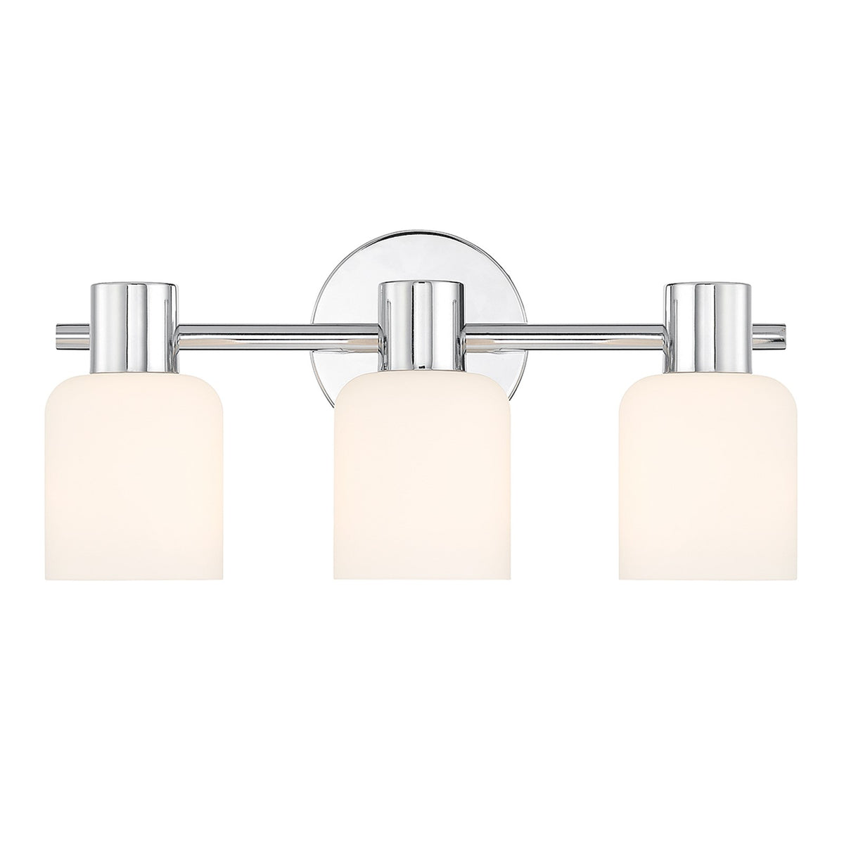 Savoy House Strand 17in 3-Light Vanity Light | Vintage Chrome and White Glass | Bathroom Vanity | 6.25 x 16.75 x 8 in | Model L8-9022-3-11