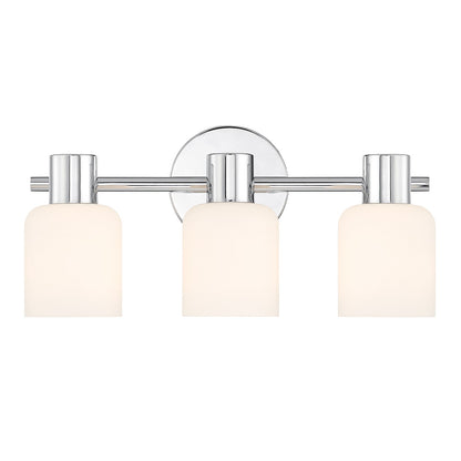 Savoy House Strand 17in 3-Light Vanity Light | Vintage Chrome and White Glass | Bathroom Vanity | 6.25 x 16.75 x 8 in | Model L8-9022-3-11