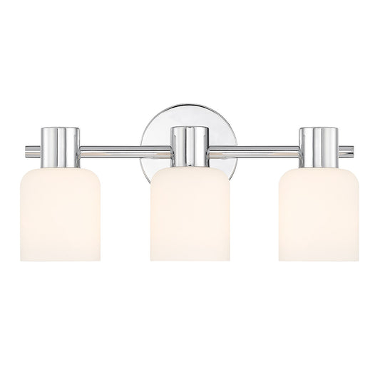 Savoy House Strand 17in 3-Light Vanity Light | Vintage Chrome and White Glass | Bathroom Vanity | 6.25 x 16.75 x 8 in | Model L8-9022-3-11