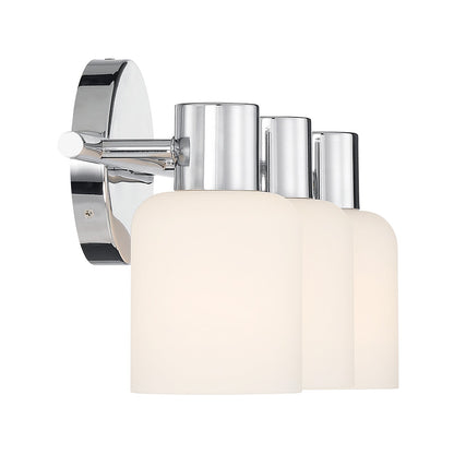 Savoy House Strand 17in 3-Light Vanity Light | Vintage Chrome and White Glass | Bathroom Vanity | 6.25 x 16.75 x 8 in | Model L8-9022-3-11