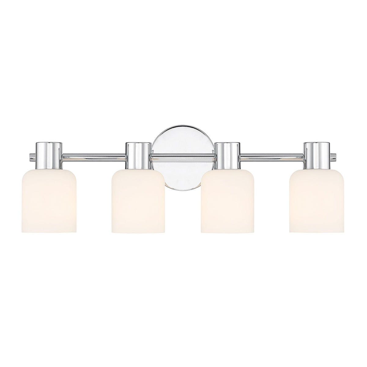 Savoy House Strand 23in 4-Light Vanity Light | Vintage Chrome and White Glass | Bathroom Vanity | 6.25 x 23.25 x 8 in | Model L8-9022-4-11