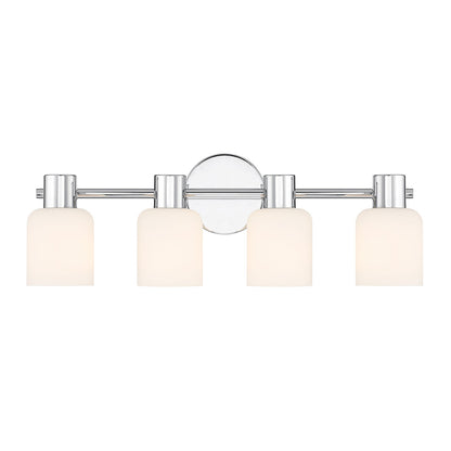Savoy House Strand 23in 4-Light Vanity Light | Vintage Chrome and White Glass | Bathroom Vanity | 6.25 x 23.25 x 8 in | Model L8-9022-4-11