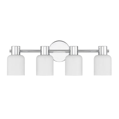 Savoy House Strand 23in 4-Light Vanity Light | Vintage Chrome and White Glass | Bathroom Vanity | 6.25 x 23.25 x 8 in | Model L8-9022-4-11
