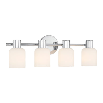 Savoy House Strand 23in 4-Light Vanity Light | Vintage Chrome and White Glass | Bathroom Vanity | 6.25 x 23.25 x 8 in | Model L8-9022-4-11