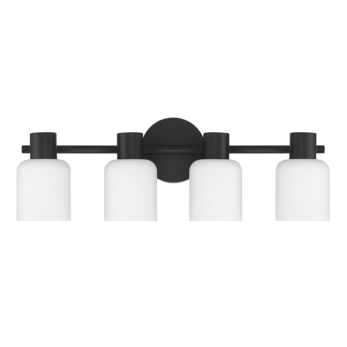 Savoy House Strand 23in 4-Light Vanity Light | Vintage Matte Black and White Glass | Bathroom Vanity & Powder Room | Model L8-9022-4-BK