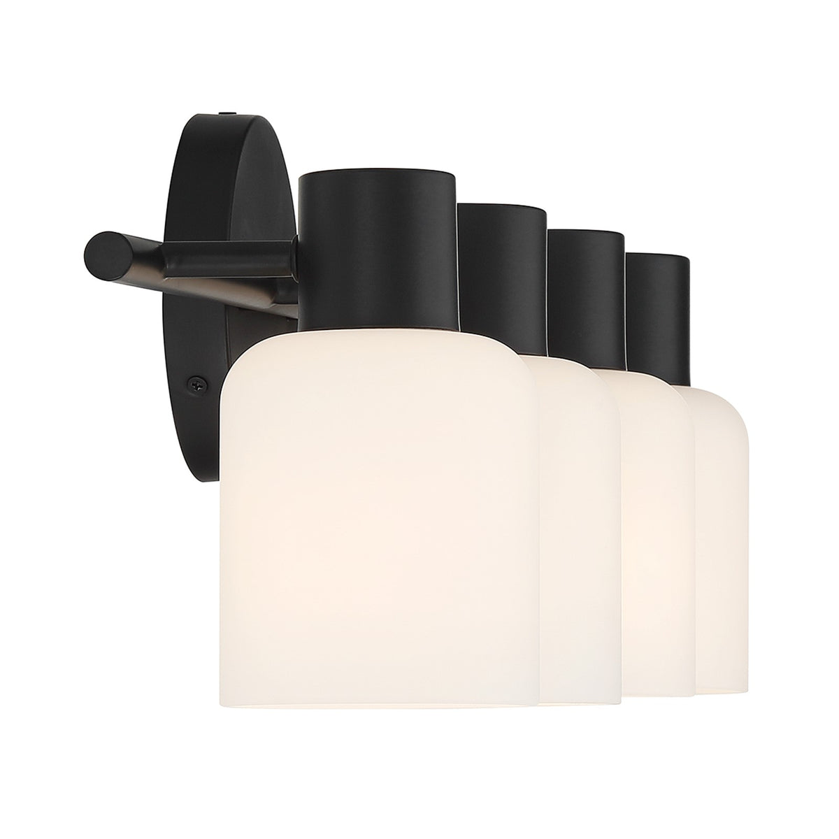 Savoy House Strand 23in 4-Light Vanity Light | Vintage Matte Black and White Glass | Bathroom Vanity & Powder Room | Model L8-9022-4-BK