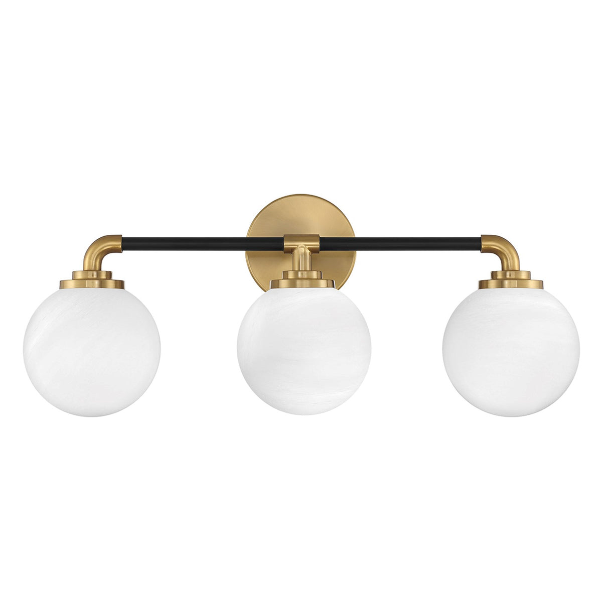Savoy House Dresden 24in 3-Light Vanity Light | Mid-Century Modern Matte Black and Warm Brass Glass | Bathroom Vanity & Powder | Model L8-9604-3-143