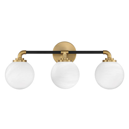 Savoy House Dresden 24in 3-Light Vanity Light | Mid-Century Modern Matte Black and Warm Brass Glass | Bathroom Vanity & Powder | Model L8-9604-3-143