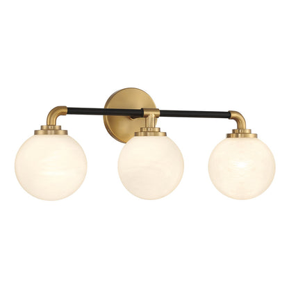 Savoy House Dresden 24in 3-Light Vanity Light | Mid-Century Modern Matte Black and Warm Brass Glass | Bathroom Vanity & Powder | Model L8-9604-3-143
