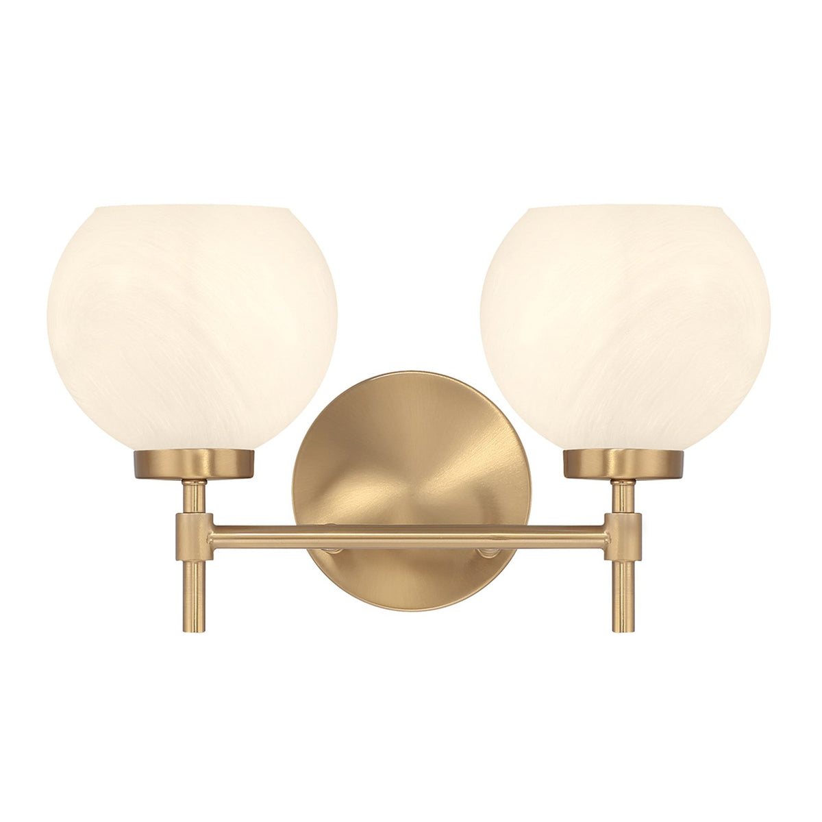 Savoy House Hannah 16in 2-Light Vanity Light | Vintage Warm Brass and White Strie Glass | Bathroom Vanity & Powder Room | Model L8-9621-2-322