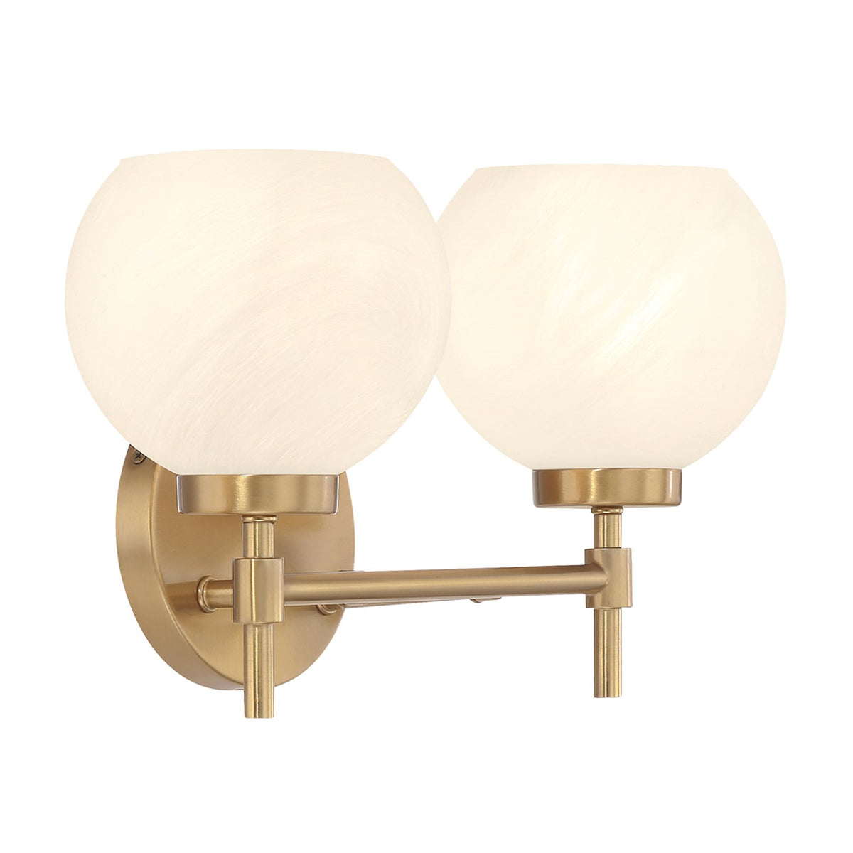 Savoy House Hannah 16in 2-Light Vanity Light | Vintage Warm Brass and White Strie Glass | Bathroom Vanity & Powder Room | Model L8-9621-2-322