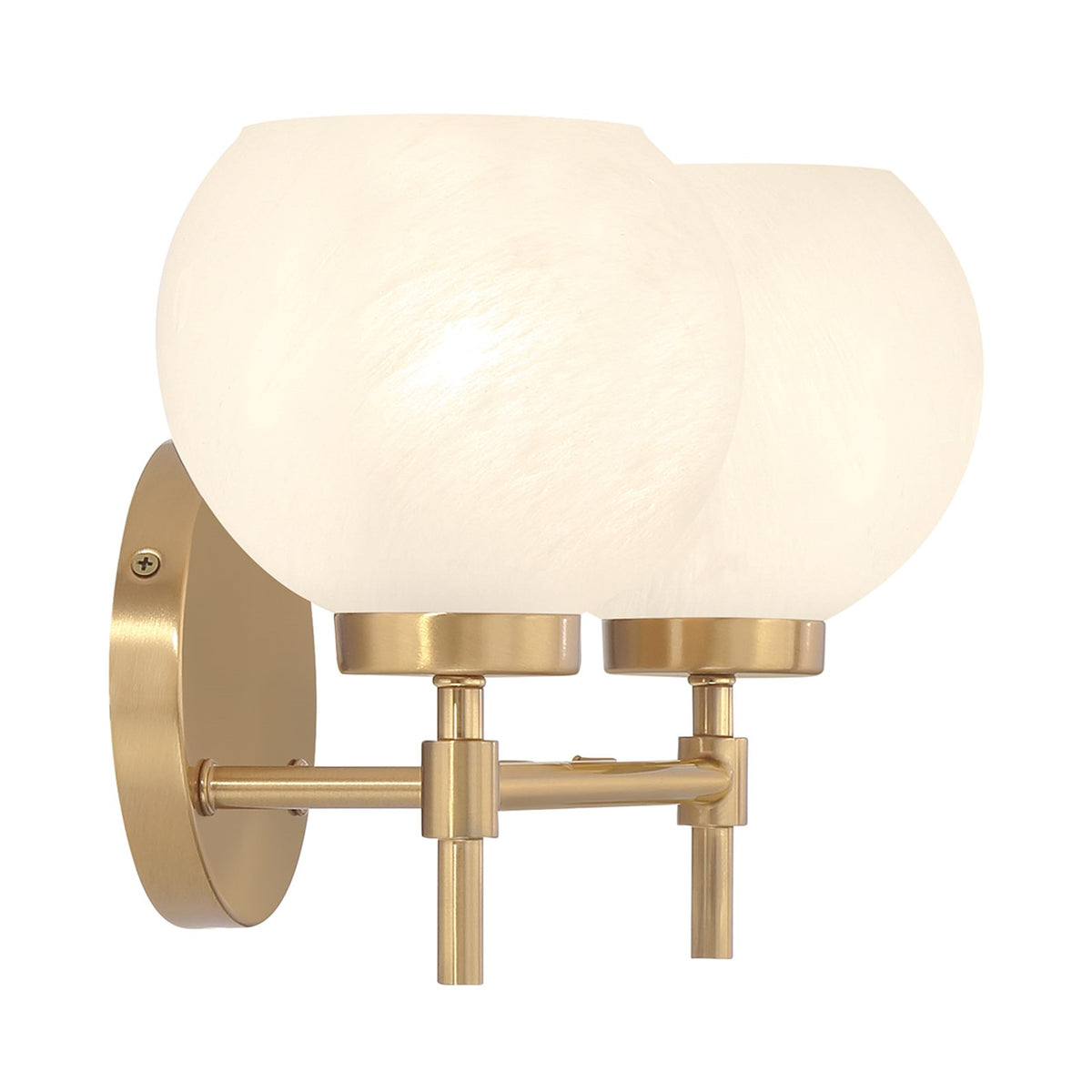 Savoy House Hannah 16in 2-Light Vanity Light | Vintage Warm Brass and White Strie Glass | Bathroom Vanity & Powder Room | Model L8-9621-2-322