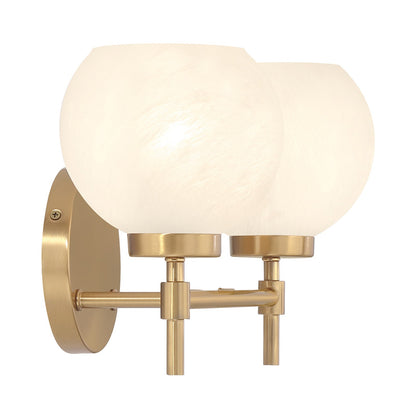 Savoy House Hannah 16in 2-Light Vanity Light | Vintage Warm Brass and White Strie Glass | Bathroom Vanity & Powder Room | Model L8-9621-2-322