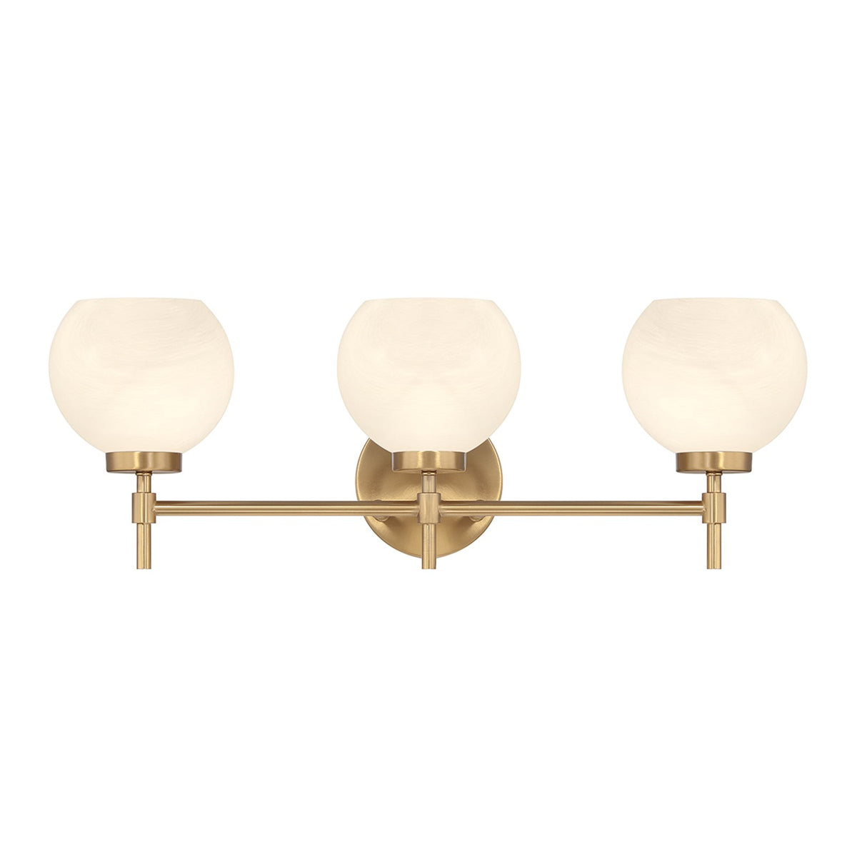 Savoy House Hannah 24in 3-Light Vanity Light | Vintage Warm Brass and White Strie Glass | Bathroom Vanity | 24 x 7 x 8 in | Model L8-9621-3-322