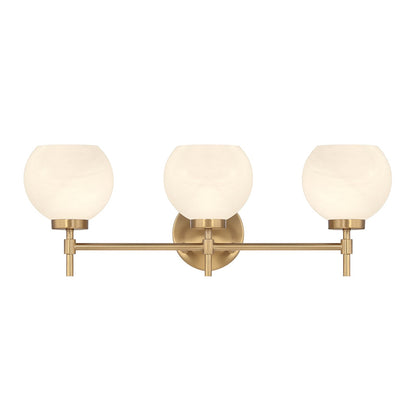 Savoy House Hannah 24in 3-Light Vanity Light | Vintage Warm Brass and White Strie Glass | Bathroom Vanity | 24 x 7 x 8 in | Model L8-9621-3-322