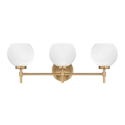 Savoy House Hannah 24in 3-Light Vanity Light | Vintage Warm Brass and White Strie Glass | Bathroom Vanity | 24 x 7 x 8 in | Model L8-9621-3-322