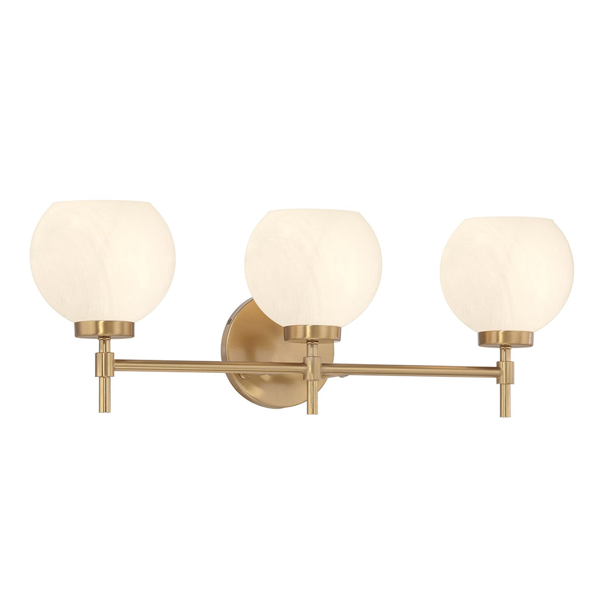Savoy House Hannah 24in 3-Light Vanity Light | Vintage Warm Brass and White Strie Glass | Bathroom Vanity | 24 x 7 x 8 in | Model L8-9621-3-322