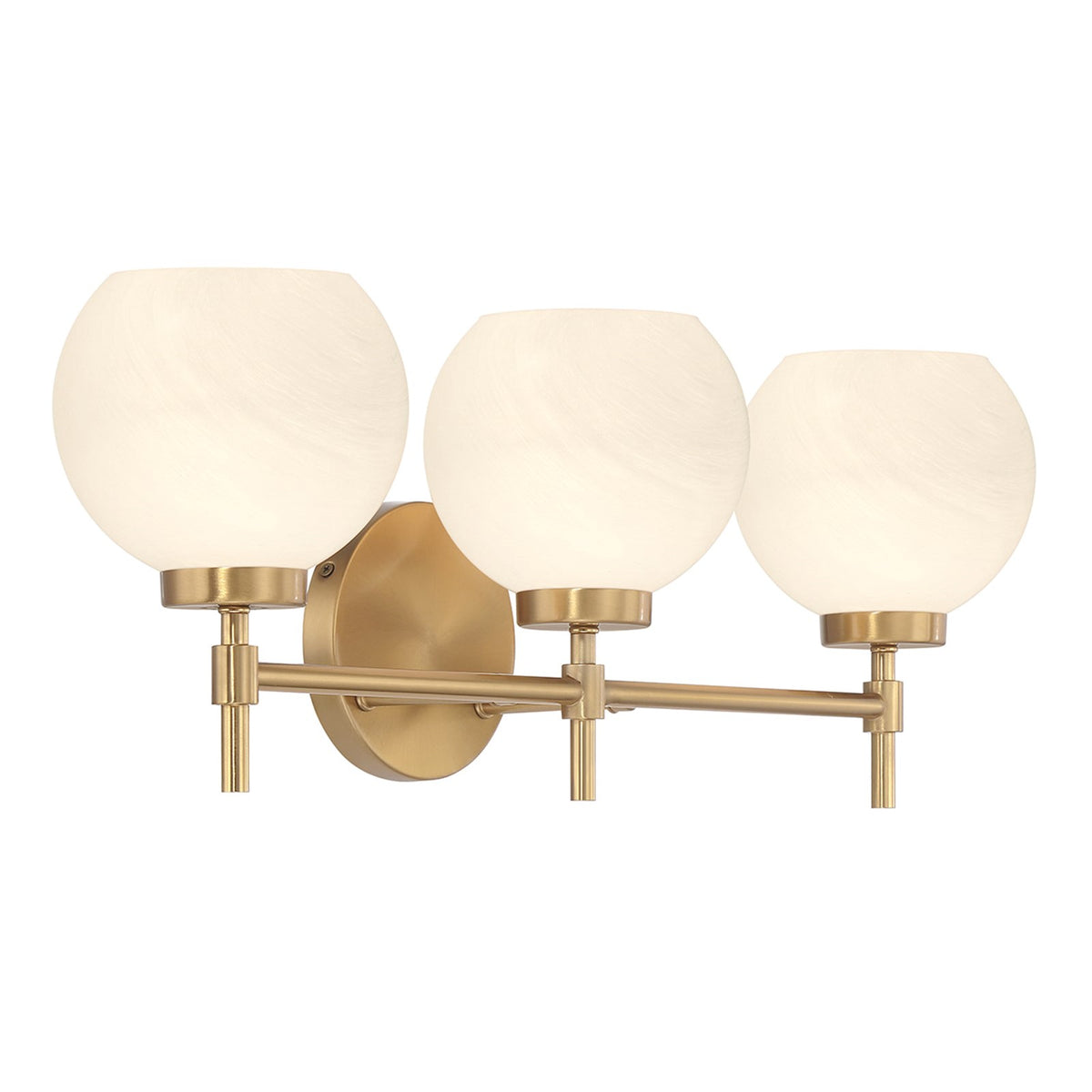 Savoy House Hannah 24in 3-Light Vanity Light | Vintage Warm Brass and White Strie Glass | Bathroom Vanity | 24 x 7 x 8 in | Model L8-9621-3-322
