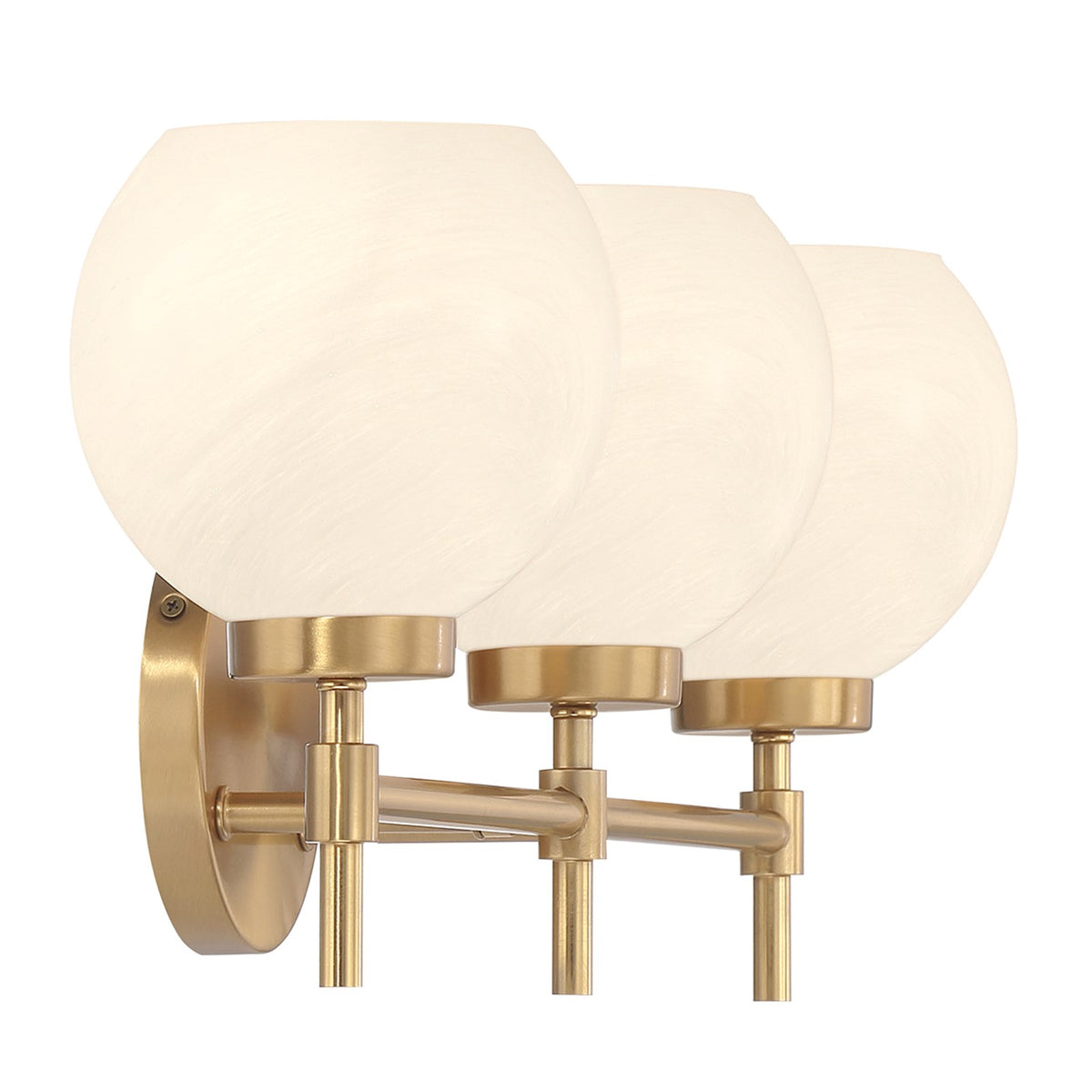 Savoy House Hannah 24in 3-Light Vanity Light | Vintage Warm Brass and White Strie Glass | Bathroom Vanity | 24 x 7 x 8 in | Model L8-9621-3-322