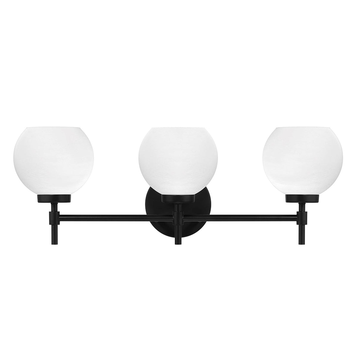 Savoy House Hannah 24in 3-Light Vanity Light | Vintage Matte Black and White Strie Glass | Bathroom Vanity | 24 x 7 x 8 in | Model L8-9621-3-BK