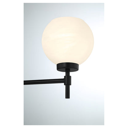 Savoy House Hannah 24in 3-Light Vanity Light | Vintage Matte Black and White Strie Glass | Bathroom Vanity | 24 x 7 x 8 in | Model L8-9621-3-BK