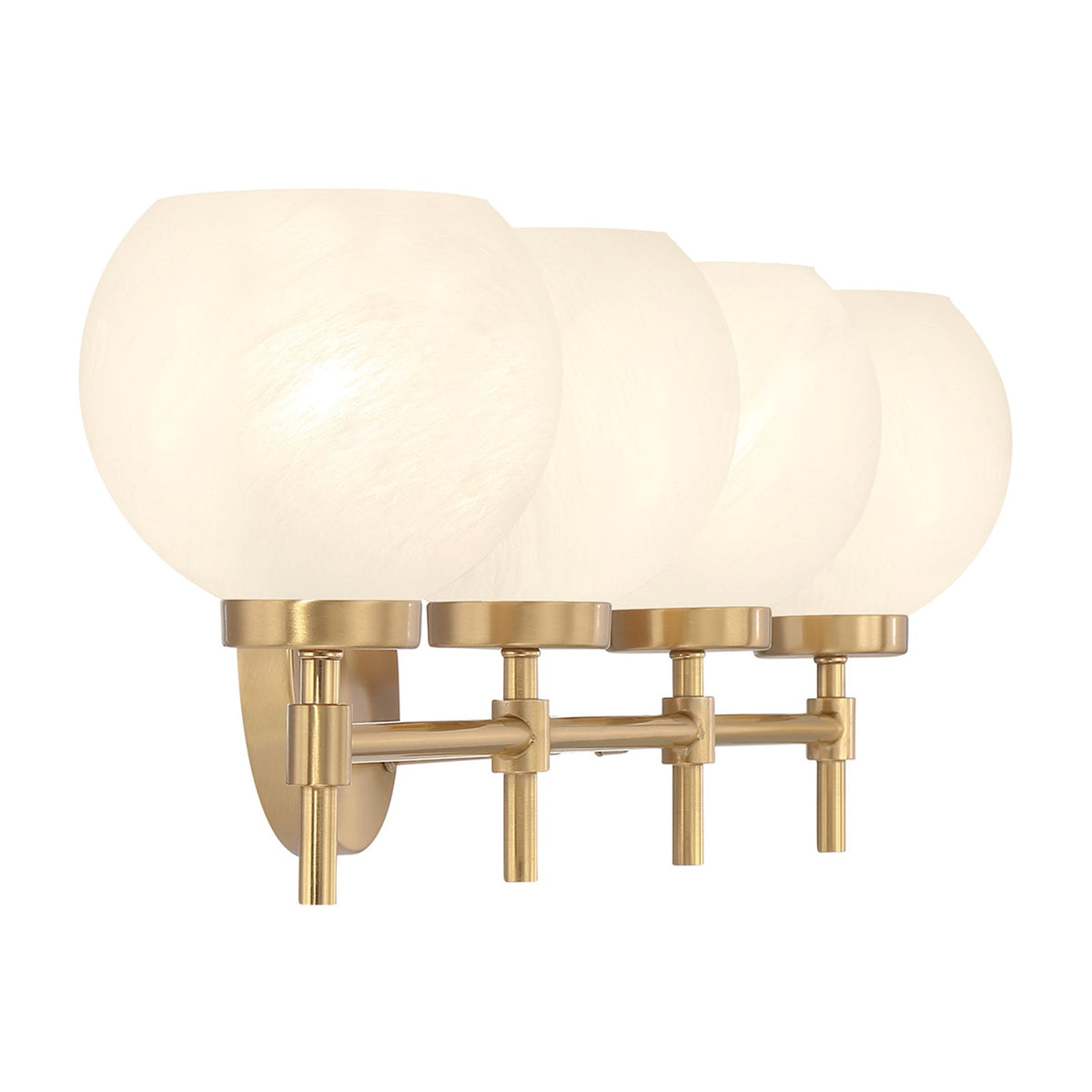 Savoy House Hannah 32in 4-Light Vanity Light | Vintage Warm Brass and White Strie Glass | Bathroom Vanity | 32 x 7 x 8 in | Model L8-9621-4-322