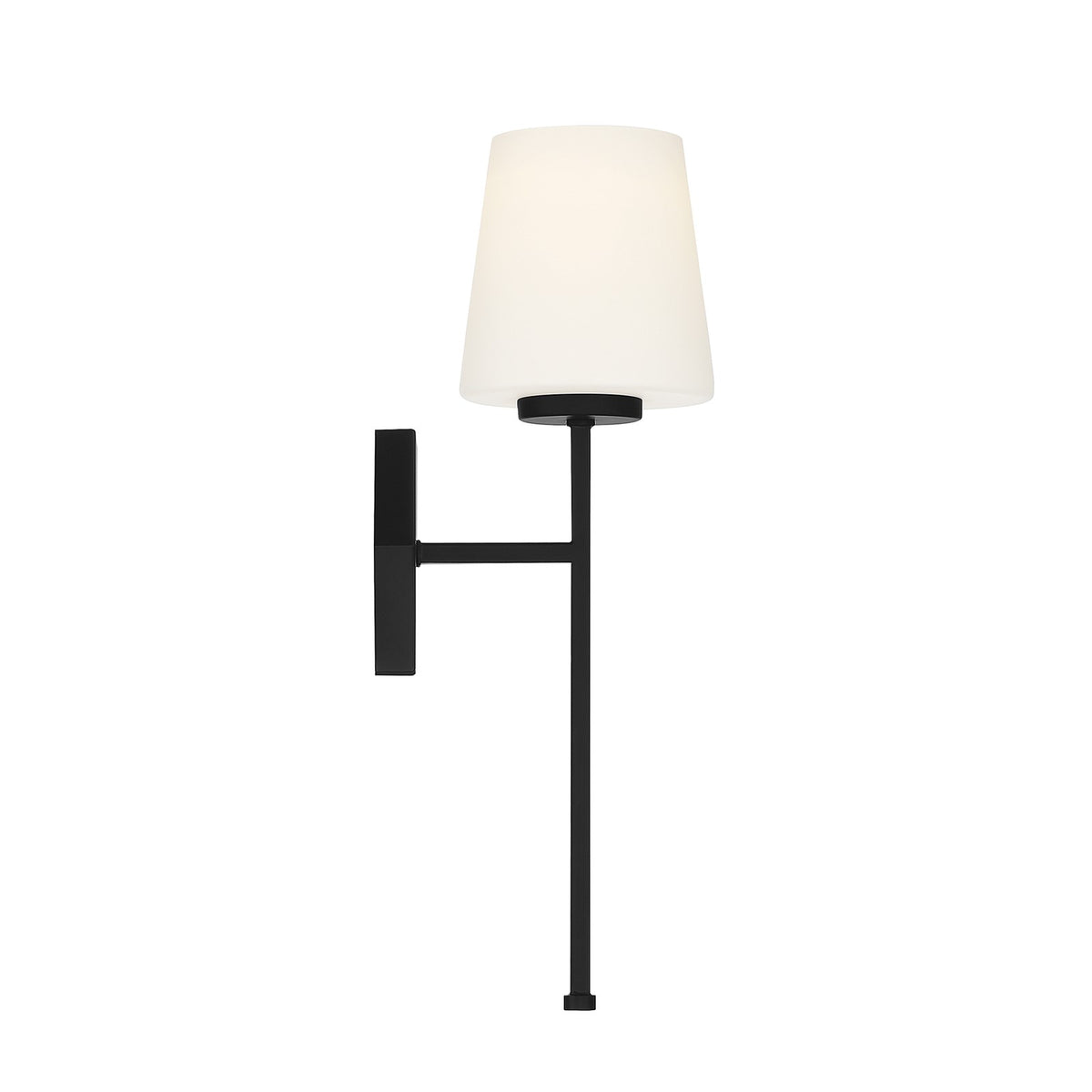 Savoy House Conover 17in 1-Light Wall Sconce | Modern Matte Black and White Opal Glass | Bathroom Vanity & Hallway | Model L9-2222-1-89