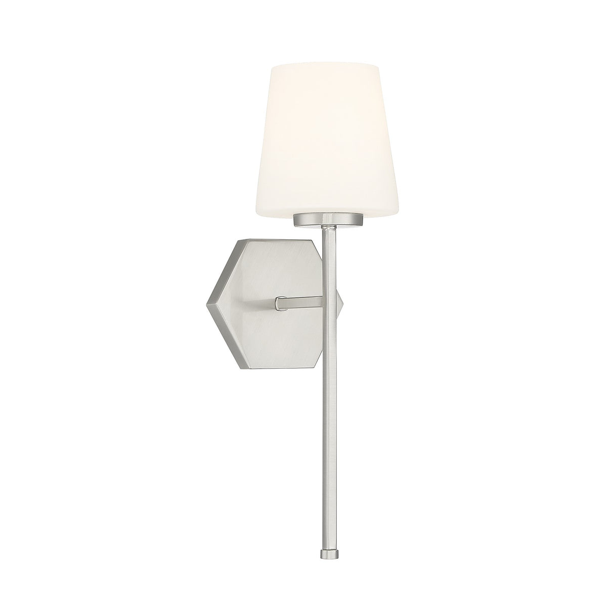 Savoy House Conover 17in 1-Light Wall Sconce | Modern Satin Nickel and White Opal Glass | Bathroom Vanity & Hallway | Model L9-2222-1-SN
