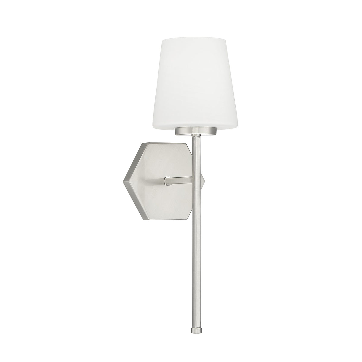 Savoy House Conover 17in 1-Light Wall Sconce | Modern Satin Nickel and White Opal Glass | Bathroom Vanity & Hallway | Model L9-2222-1-SN