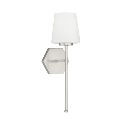 Savoy House Conover 17in 1-Light Wall Sconce | Modern Satin Nickel and White Opal Glass | Bathroom Vanity & Hallway | Model L9-2222-1-SN