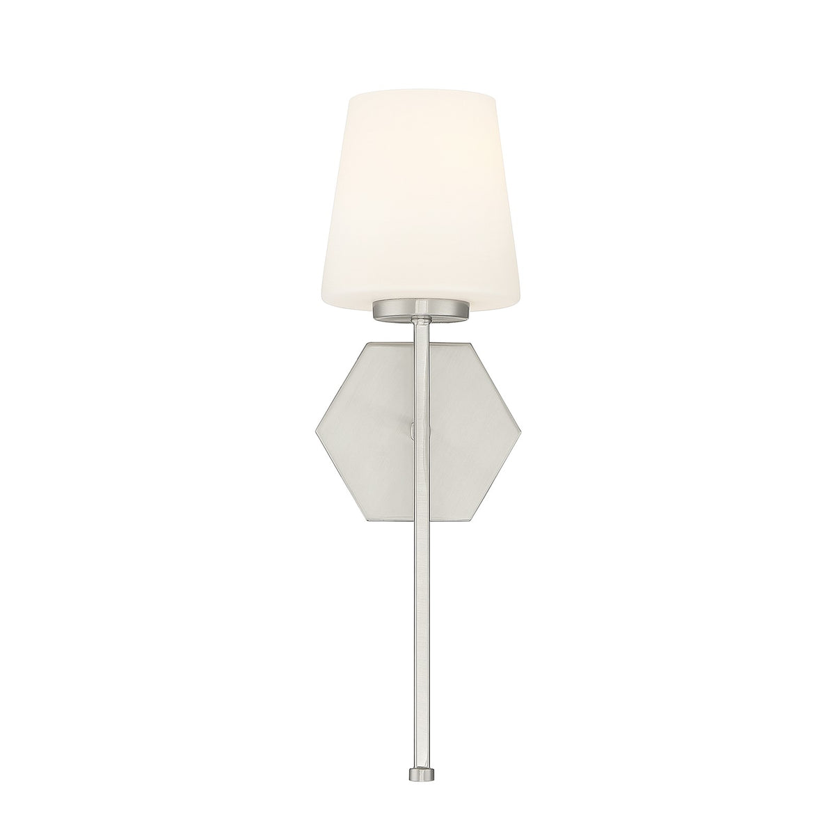 Savoy House Conover 17in 1-Light Wall Sconce | Modern Satin Nickel and White Opal Glass | Bathroom Vanity & Hallway | Model L9-2222-1-SN