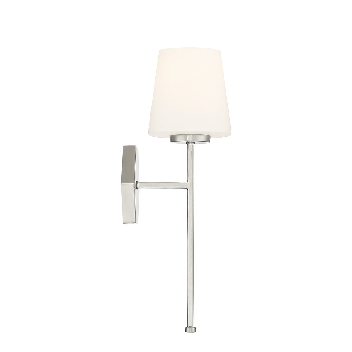 Savoy House Conover 17in 1-Light Wall Sconce | Modern Satin Nickel and White Opal Glass | Bathroom Vanity & Hallway | Model L9-2222-1-SN