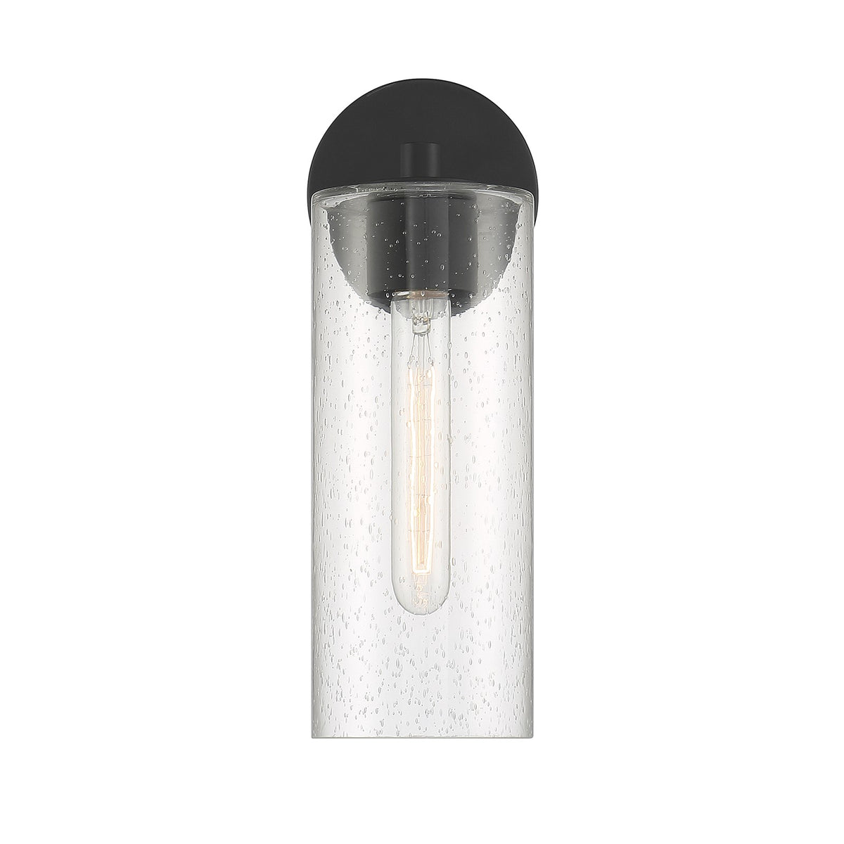 Savoy House Ricci 13.5in 1-Light Wall Sconce | Modern Matte Black and Clear Seeded Glass | Bedroom & Hallway | 5 x 7 x 13.5 in | Model L9-2460-1-89