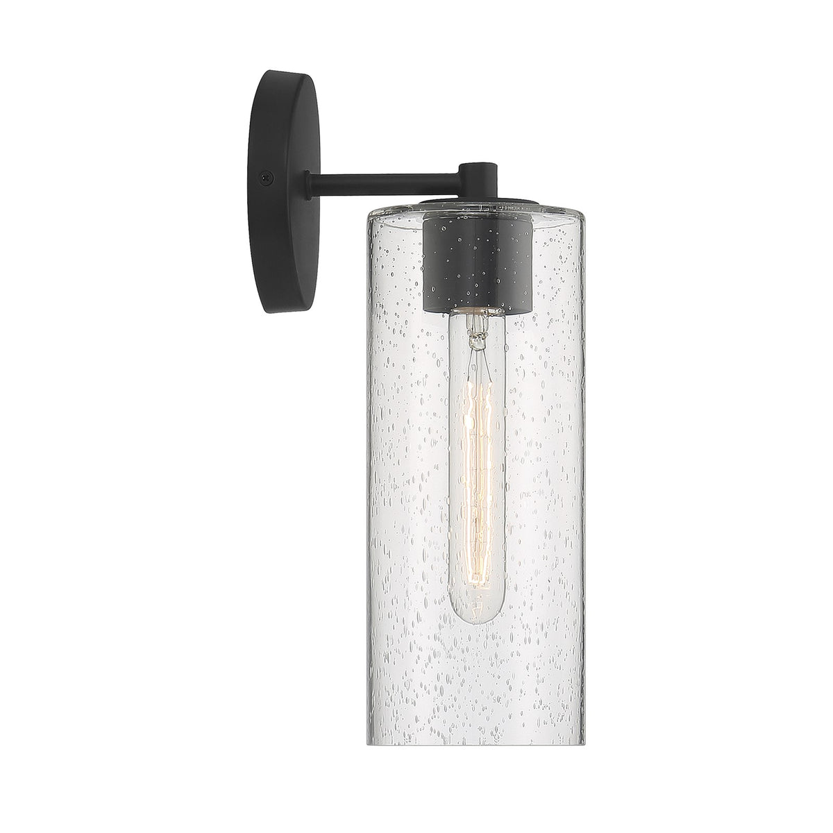 Savoy House Ricci 13.5in 1-Light Wall Sconce | Modern Matte Black and Clear Seeded Glass | Bedroom & Hallway | 5 x 7 x 13.5 in | Model L9-2460-1-89