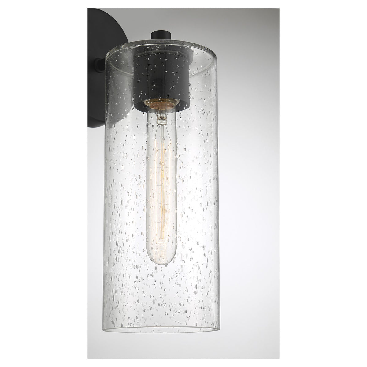 Savoy House Ricci 13.5in 1-Light Wall Sconce | Modern Matte Black and Clear Seeded Glass | Bedroom & Hallway | 5 x 7 x 13.5 in | Model L9-2460-1-89