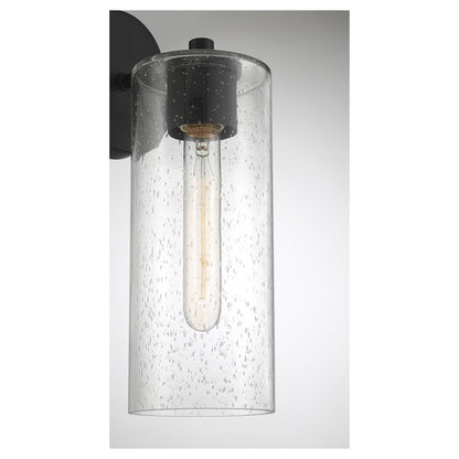 Savoy House Ricci 13.5in 1-Light Wall Sconce | Modern Matte Black and Clear Seeded Glass | Bedroom & Hallway | 5 x 7 x 13.5 in | Model L9-2460-1-89