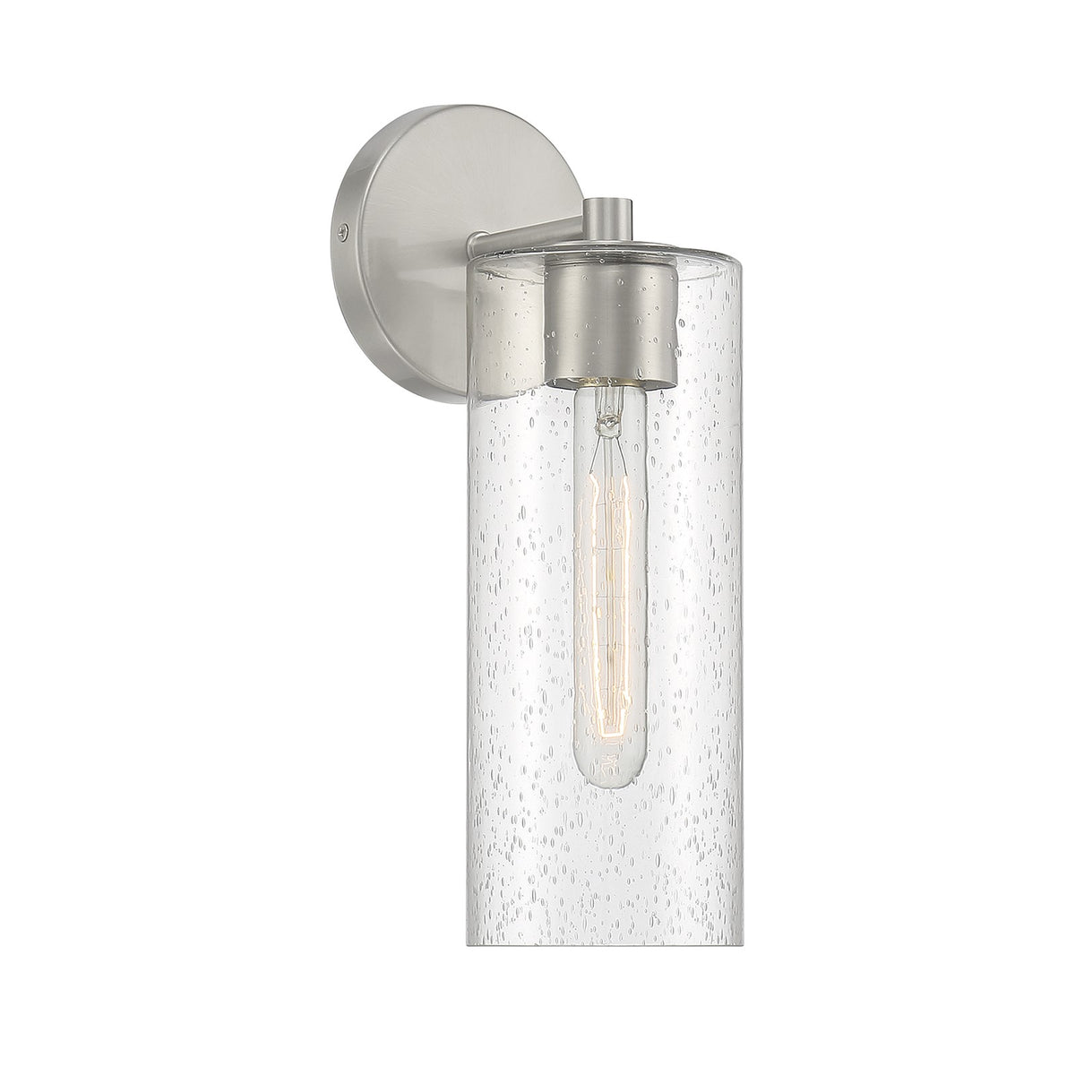 Savoy House Ricci 13.5in 1-Light Wall Sconce | Modern Satin Nickel and Clear Seeded Glass | Bedroom & Hallway Accent Light | Model L9-2460-1-SN