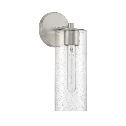 Savoy House Ricci 13.5in 1-Light Wall Sconce | Modern Satin Nickel and Clear Seeded Glass | Bedroom & Hallway Accent Light | Model L9-2460-1-SN