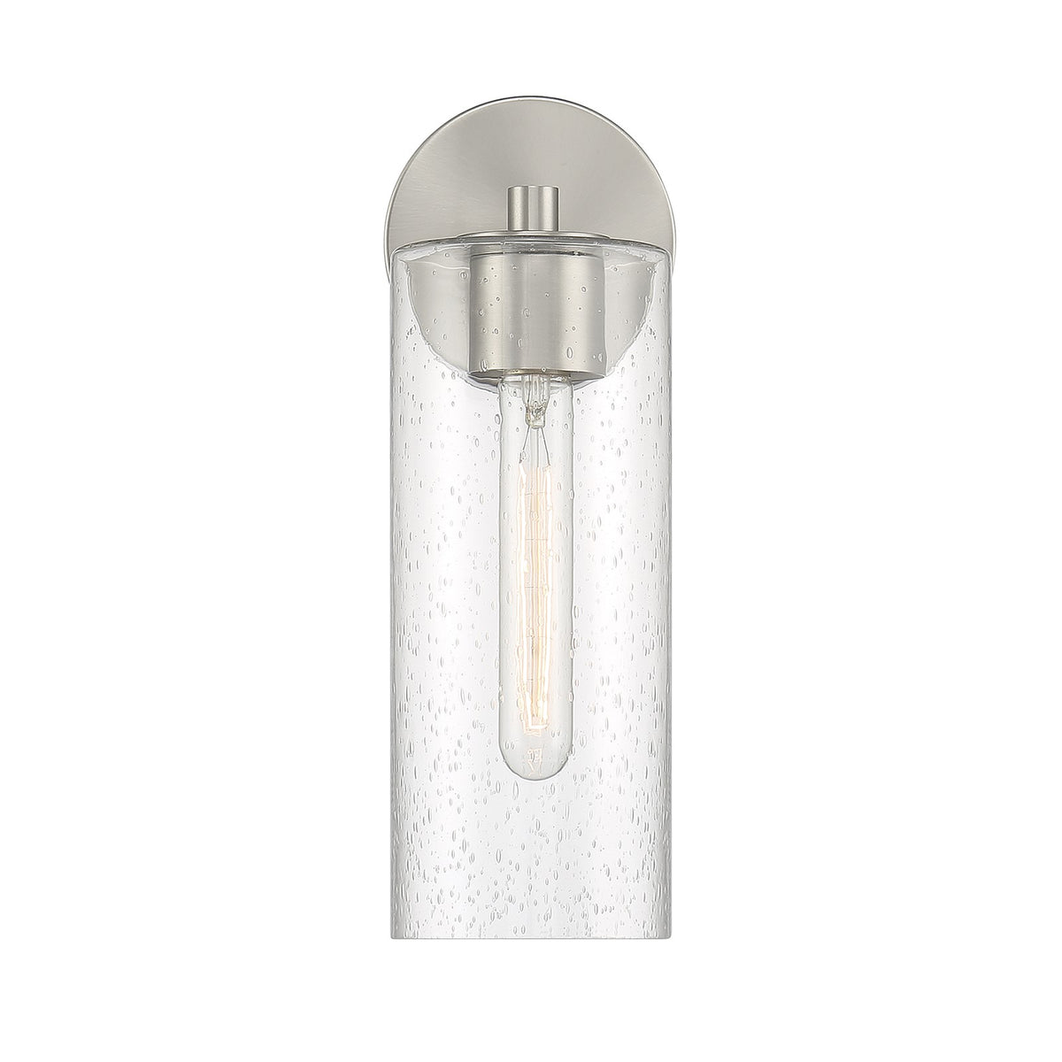 Savoy House Ricci 13.5in 1-Light Wall Sconce | Modern Satin Nickel and Clear Seeded Glass | Bedroom & Hallway Accent Light | Model L9-2460-1-SN