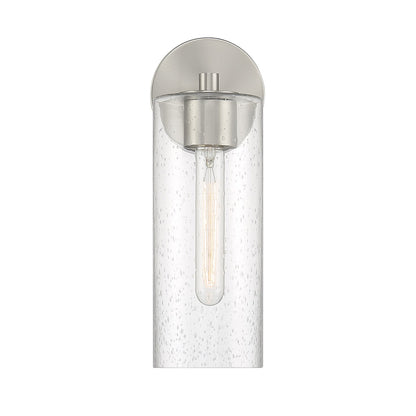 Savoy House Ricci 13.5in 1-Light Wall Sconce | Modern Satin Nickel and Clear Seeded Glass | Bedroom & Hallway Accent Light | Model L9-2460-1-SN