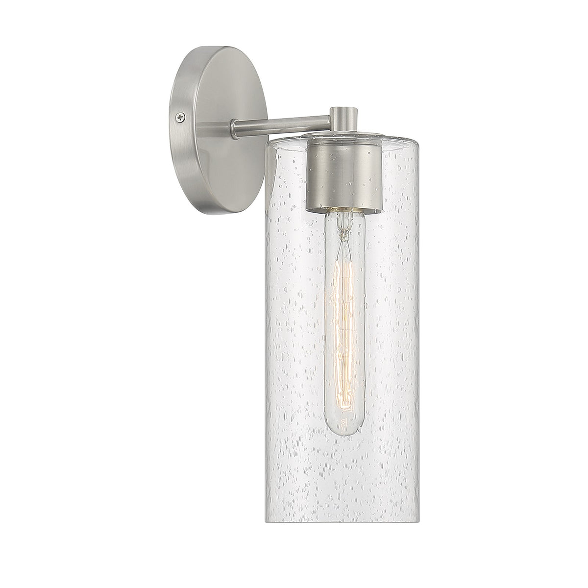 Savoy House Ricci 13.5in 1-Light Wall Sconce | Modern Satin Nickel and Clear Seeded Glass | Bedroom & Hallway Accent Light | Model L9-2460-1-SN